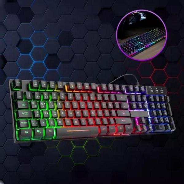 Kit Teclado e Mouse Gamer LED RGB Iluminação Colorida - ATENA Imagem de Kit Teclado e Mouse Gamer LED RGB Iluminação Colorida
