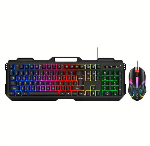 Kit Teclado E Mouse Gamer Luz RGB Com Fio - New Ion Imagem de Kit Teclado E Mouse Gamer Luz RGB Com Fio