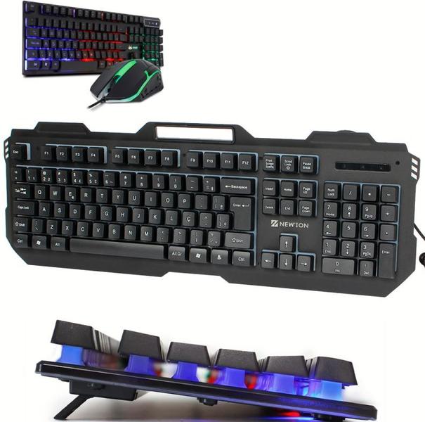 Kit Teclado E Mouse Gamer Luz RGB Com Fio - New Ion Imagem de Kit Teclado E Mouse Gamer Luz RGB Com Fio