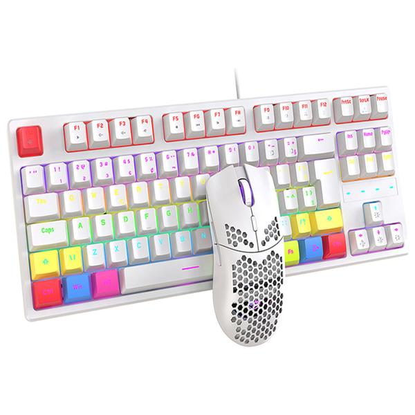 Imagem de Kit Teclado E Mouse Gamer Mecânico Abnt2 Led Rgb Usb Switch Blue Mousepad Pc Bk05