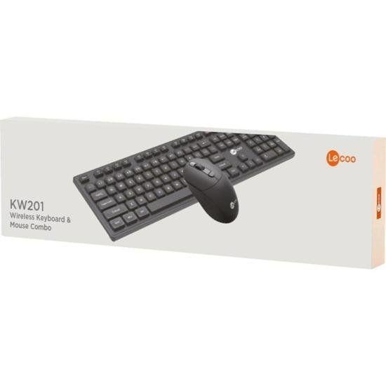 Imagem de Kit Teclado e Mouse Lecoo KW201 Sem Fio Preto F002