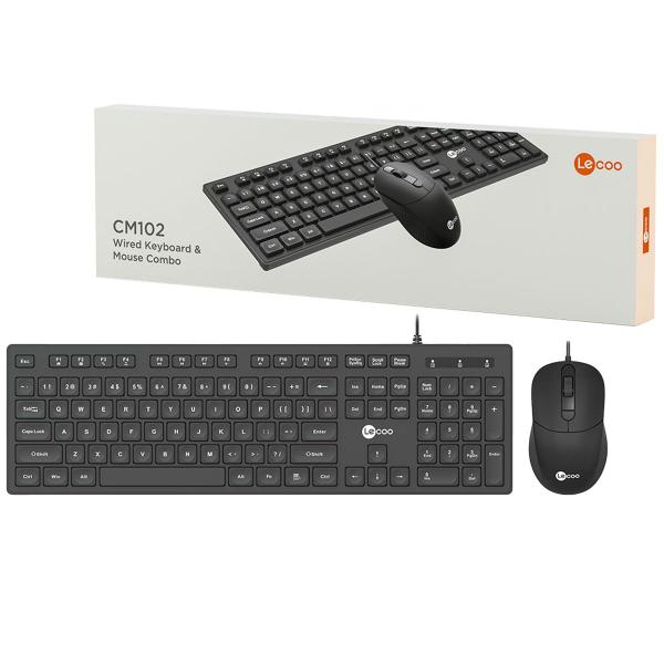 Imagem de Kit Teclado e Mouse Lecoo, USB, ABNT2, 2400DPI, Preto - CM102