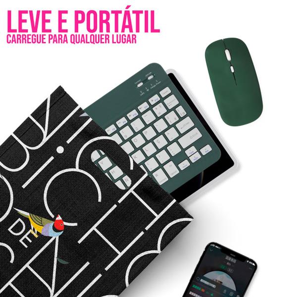 Imagem de Kit Teclado e Mouse Macaron 10" Sem Fio PC Gamer Wireless