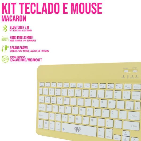 Imagem de Kit Teclado e Mouse Macaron 10" Sem Fio PC Gamer Wireless