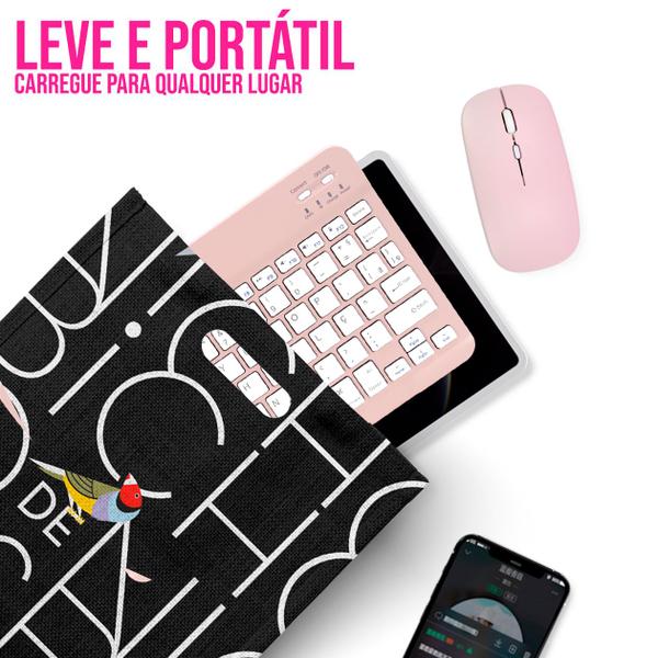 Imagem de Kit Teclado e Mouse Macaron 10" Sem Fio PC Gamer Wireless