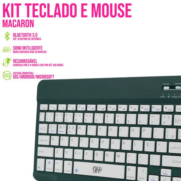 Imagem de Kit Teclado e Mouse Macaron 10" Sem Fio PC Gamer Wireless