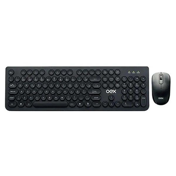 Imagem de Kit Teclado e Mouse sem Fio 1600 DPI Teclas Redondas Preto OEX POP + TM410