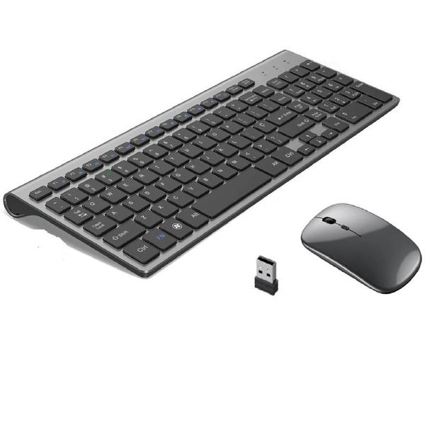 Imagem de Kit Teclado e Mouse Sem Fio 2.4g Ultra-Fino Recarregável DW-8078