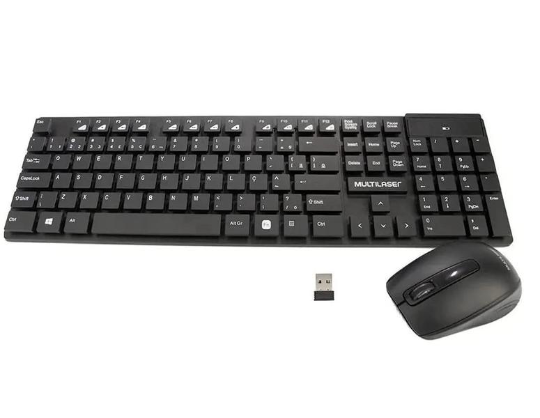 Imagem de Kit Teclado e Mouse Sem Fio 2.4Ghz 1200Dpi Teclas Flutuantes USB Plug And Play Multilaser