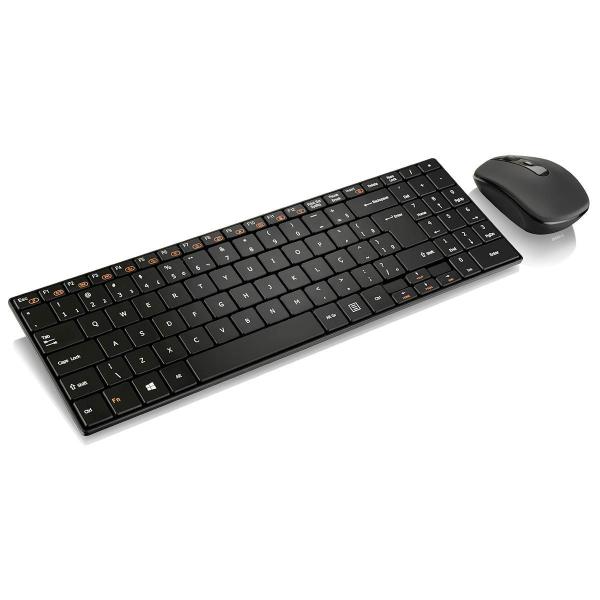 Imagem de Kit Teclado E Mouse Sem Fio 2.4Ghz Usb Slim Preto Tc202