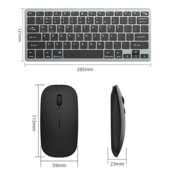 Imagem de Kit Teclado E Mouse Sem Fio Bluetooth 2.4Ghz Bateria Interna