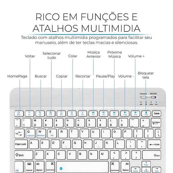 Imagem de Kit Teclado e Mouse Sem Fio Bluetooth 5.2  Compatível com Diversos Dispositivos  Original e Garantia