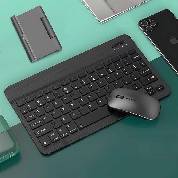 Imagem de kit teclado e mouse sem fio bluetooth connect 5.2 compatível pc iphone e android Original com garantia