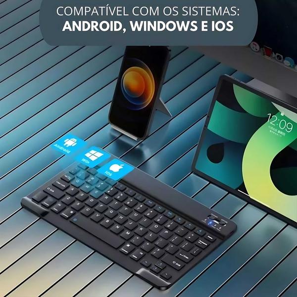 Imagem de kit teclado e mouse sem fio bluetooth connect 5.2 compatível pc iphone e android Original com garantia