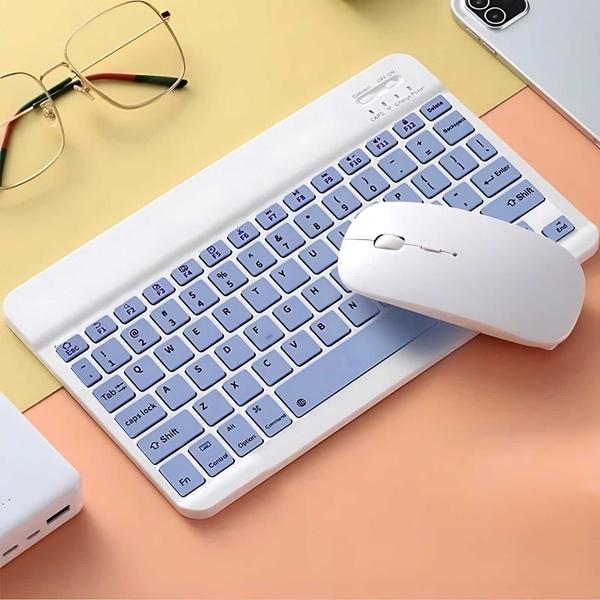 Imagem de kit teclado e mouse sem fio bluetooth connect 5.2 compatível pc iphone e android Original com garantia