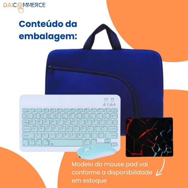 Imagem de Kit Teclado e Mouse Sem Fio Bluetooth + Luva Case p/ Notebook 