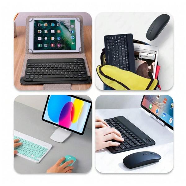 Imagem de Kit Teclado e Mouse sem fio Bluetooth Multi-device Rosa K-06