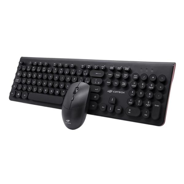 Imagem de Kit Teclado e Mouse Sem Fio C3Tech Preto K-W80BK