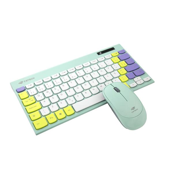 Imagem de Kit Teclado e Mouse Sem Fio C3Tech Verde  KW71GN