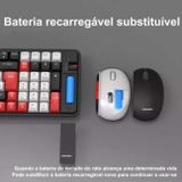 Imagem de Kit Teclado E Mouse sem fio Colorido Bt Wireless 2.4