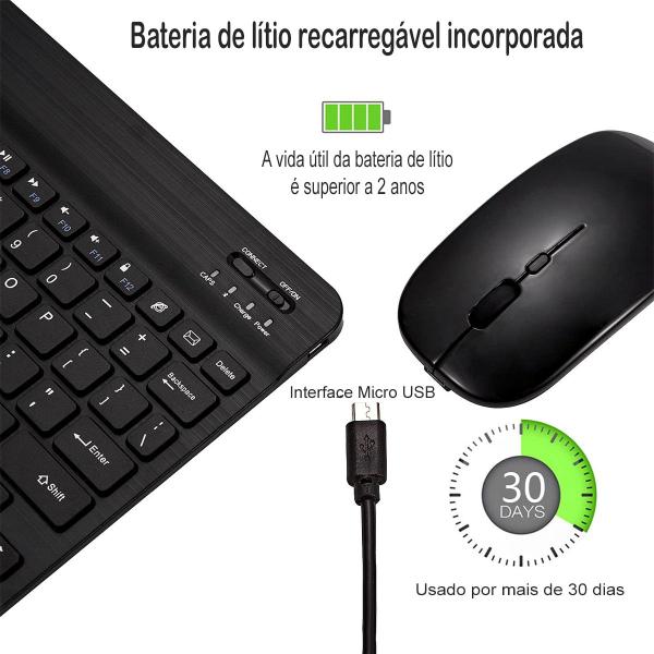 Imagem de Kit Teclado e Mouse sem fio Com Conex USB e Bluetooth 3.0