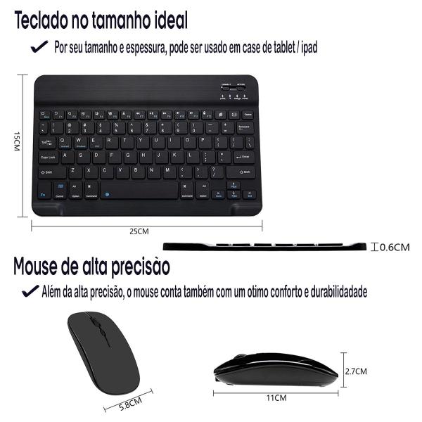 Imagem de Kit Teclado e Mouse sem fio Com Conex USB e Bluetooth 3.0