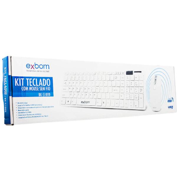 Imagem de Kit Teclado E Mouse Sem Fio Exbom Bk-S1000 Usb