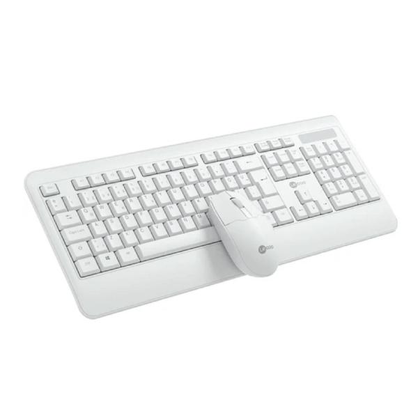 Imagem de Kit Teclado e Mouse Sem Fio KW202WH Lecoo, ABNT2, Membrana, DPI 1200, Ergonômico, 3 Botões, Branco