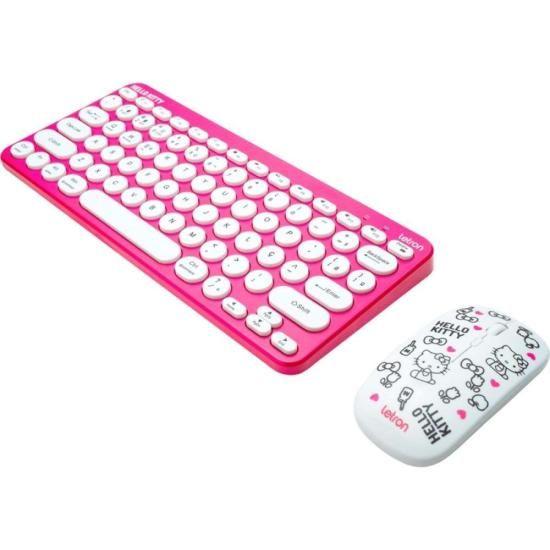 Imagem de Kit Teclado e Mouse Sem Fio Letron Hello Kitty Rosa F002