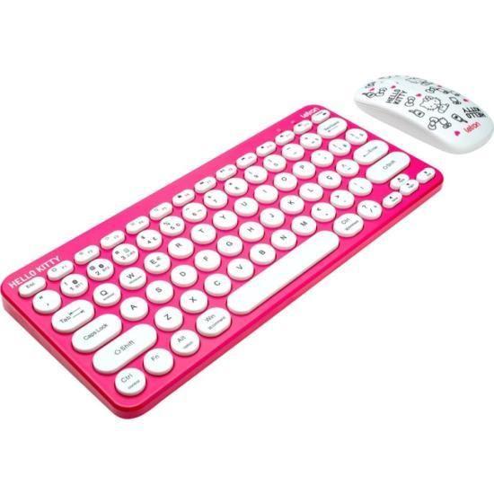 Imagem de Kit Teclado e Mouse Sem Fio Letron Hello Kitty Rosa