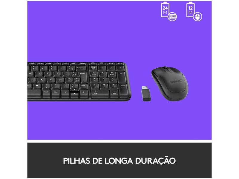 Imagem de Kit Teclado e Mouse Sem Fio Logitech MK220