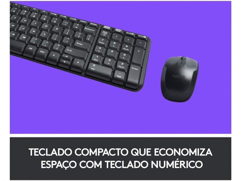 Imagem de Kit Teclado e Mouse Sem Fio Logitech MK220