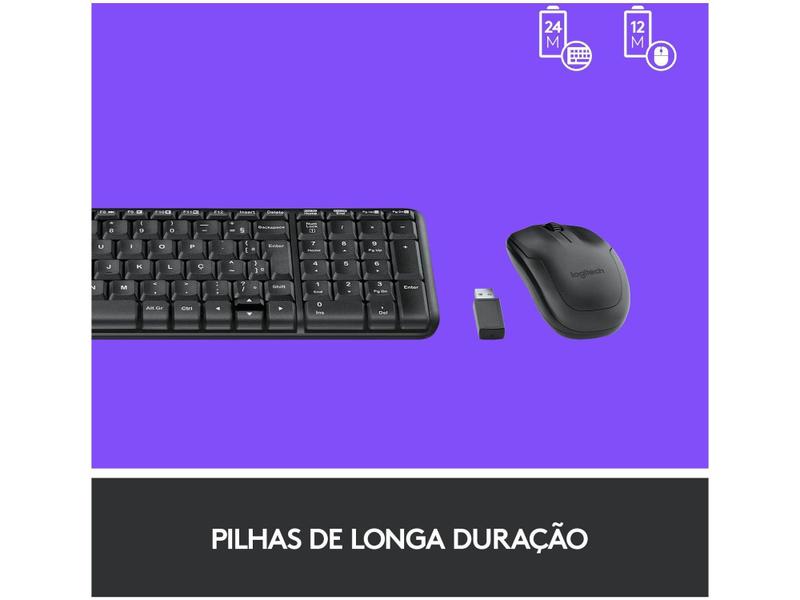 Kit Teclado e Mouse Sem Fio Logitech MK220 Imagem de Kit Teclado e Mouse Sem Fio Logitech MK220