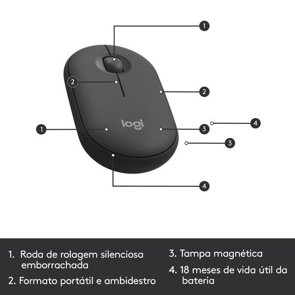 Imagem de Kit Teclado E Mouse Sem Fio Logitech Mk470 Slim Preto Cinza