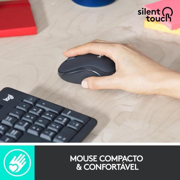 Imagem de Kit teclado e mouse sem fio logitech silent mk295