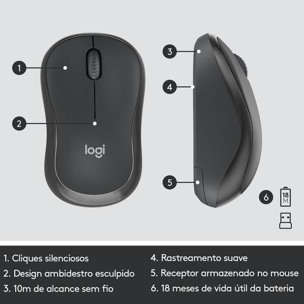 Imagem de Kit Teclado e Mouse Sem Fio MK295 Silent Preto 920-009793 - Logitech