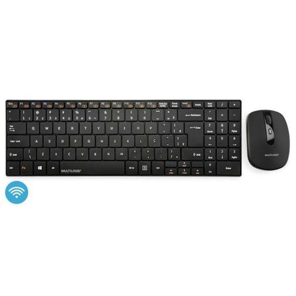 Imagem de Kit Teclado e Mouse Sem Fio Multilaser Multimidia Preto USB