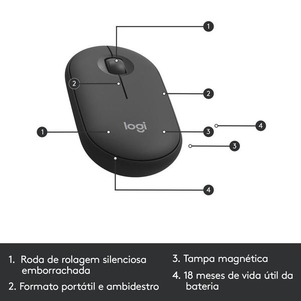 Imagem de Kit Teclado e Mouse sem fio Pilhas Inclusas Mk470 Logitech 