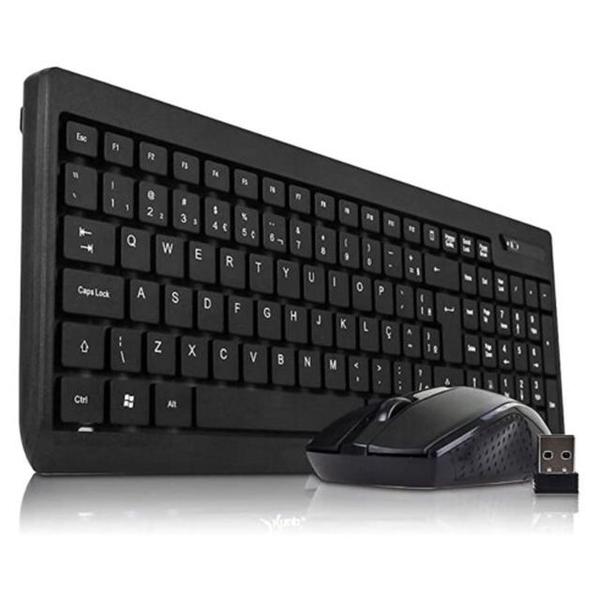 Imagem de Kit teclado e mouse sem fio slim receptor usb 2.4ghz abnt2 knup - kp-2012