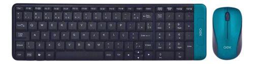 Imagem de Kit Teclado E Mouse  Sem Fio Slim Tm404 Oex Abnt - Preto e Verde Turqueza 