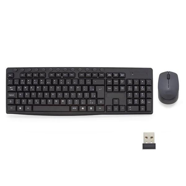 Imagem de Kit Teclado E Mouse Sem Fio USB Wireless 2.4ghz Preto