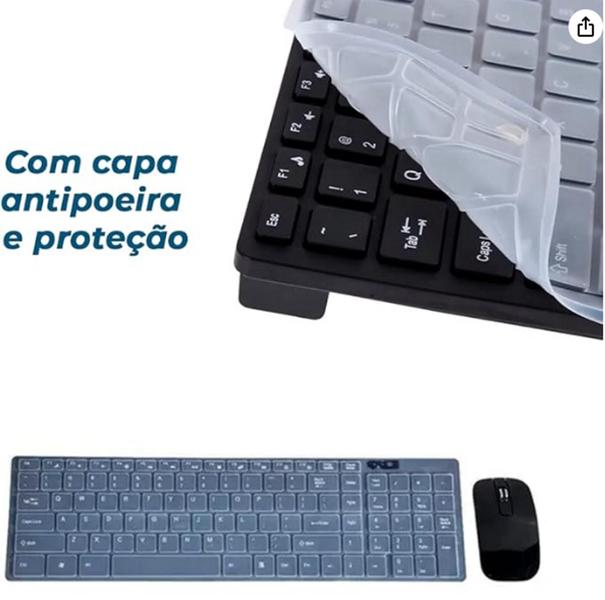 Imagem de Kit teclado e mouse sem fio wireless computador notebook usb