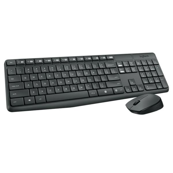 Imagem de Kit Teclado e Mouse Sem Fio Wireless Logitech MK235 Português Brasil Cinza