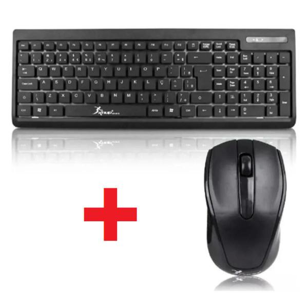 Imagem de Kit teclado e mouse sem fio wireless preto 