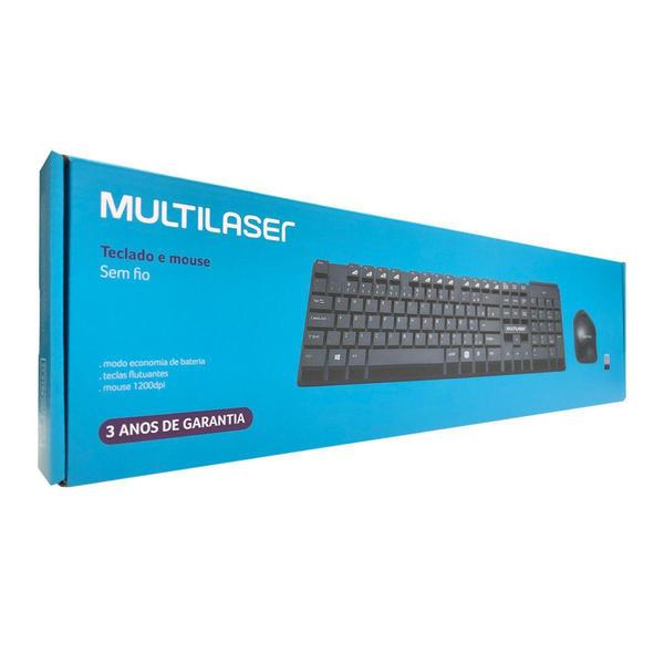 Imagem de Kit Teclado e Mouse Wireless Multilaser TC251, 2.4GHz, Teclas Flutuantes, USB, ABNT2, 1200DPI, Preto