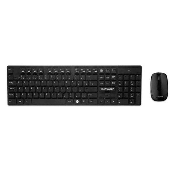 Imagem de Kit Teclado e Mouse Wireless Multilaser TC251, 2.4GHz, Teclas Flutuantes, USB, ABNT2, 1200DPI, Preto