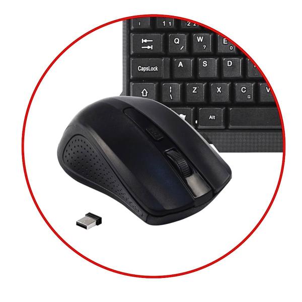 Imagem de Kit Teclado e Mouse Wireless Sem Fio 1000DPI 