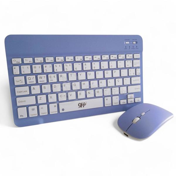 Imagem de Kit Teclado e Mouse Wireless Slim A6732 Roxo Recarregável para Escritório e Trabalho