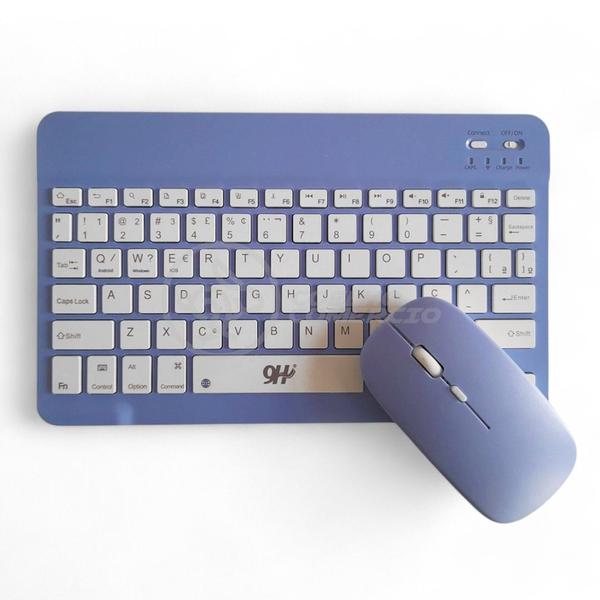 Imagem de Kit Teclado e Mouse Wireless Slim A6732 Roxo Recarregável para Escritório e Trabalho