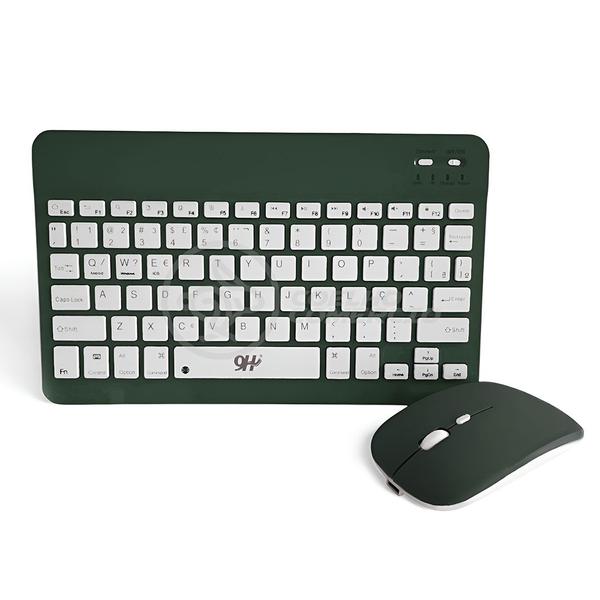 Imagem de Kit Teclado e Mouse Wireless Slim A6732 Verde Escuro Recarregável para Escritório e Trabalho